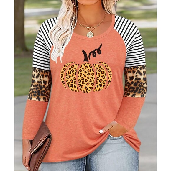 Plus Size Long Sleeve Tops Women's Crewneck Casual Loose Fit Chic Top - Picture 3 of 3
